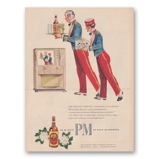 1948 PM Whiskey For Pleasant Moments Television Vintage Magazine Print Ad