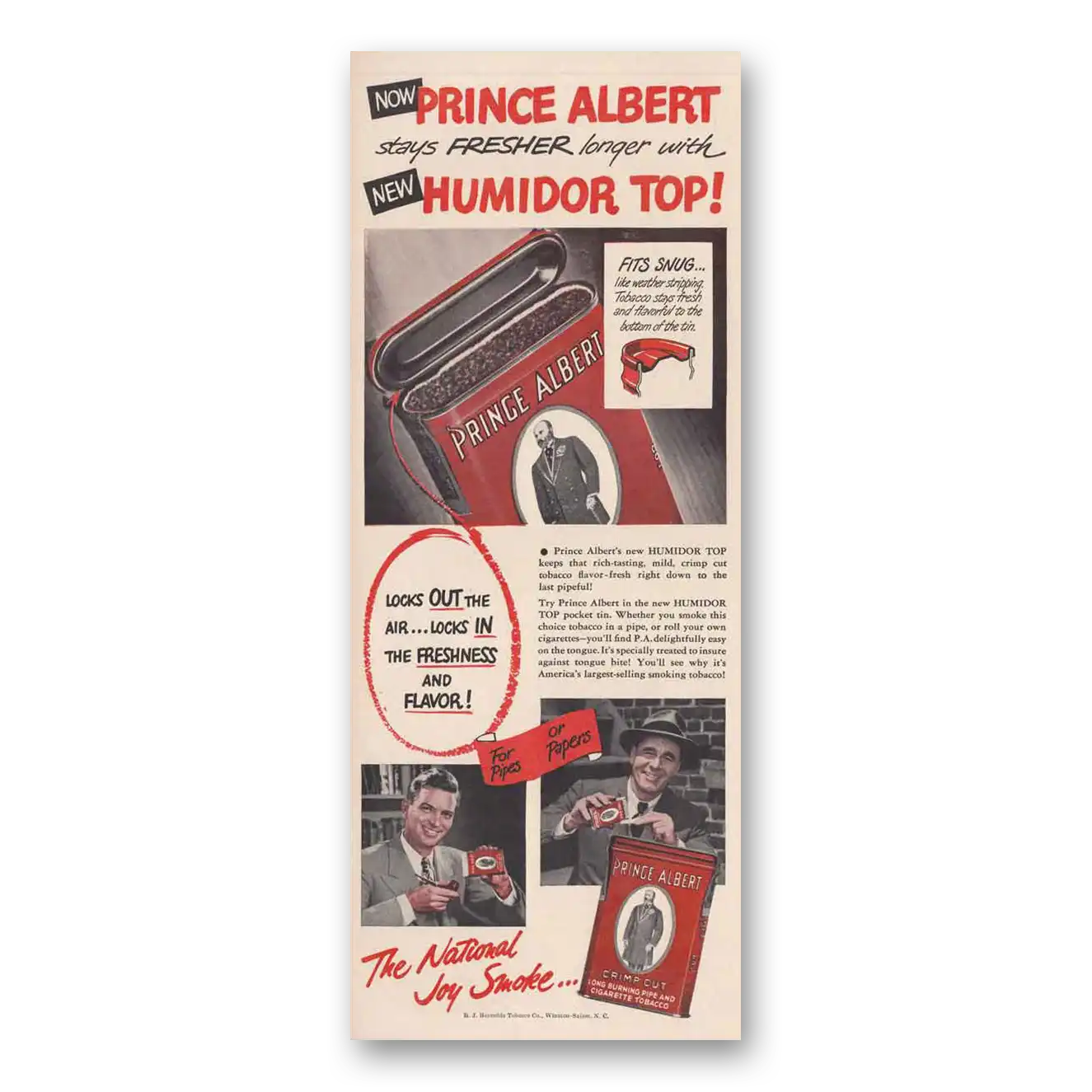 1948 Prince Albert Tobacco Humidor Top Vintage Magazine Print Ad