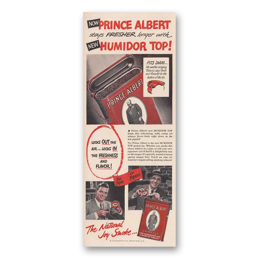 1948 Prince Albert Tobacco Humidor Top Vintage Magazine Print Ad