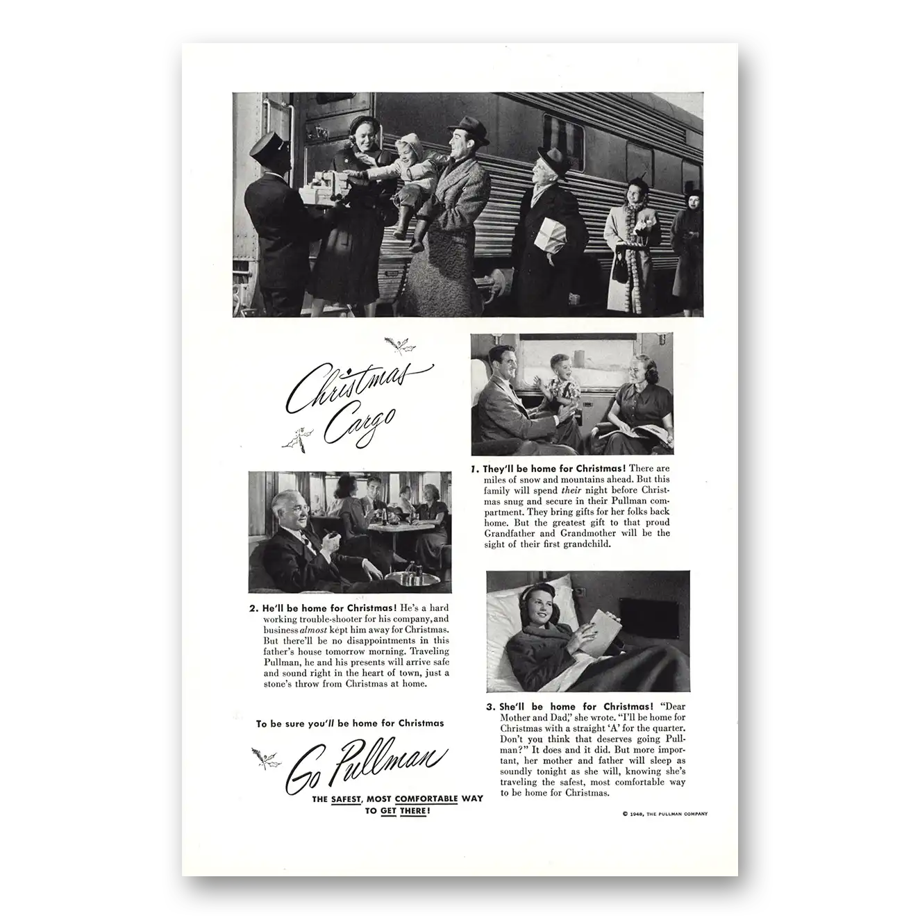 1948 Pullman Christmas Cargo Vintage Magazine Print Ad