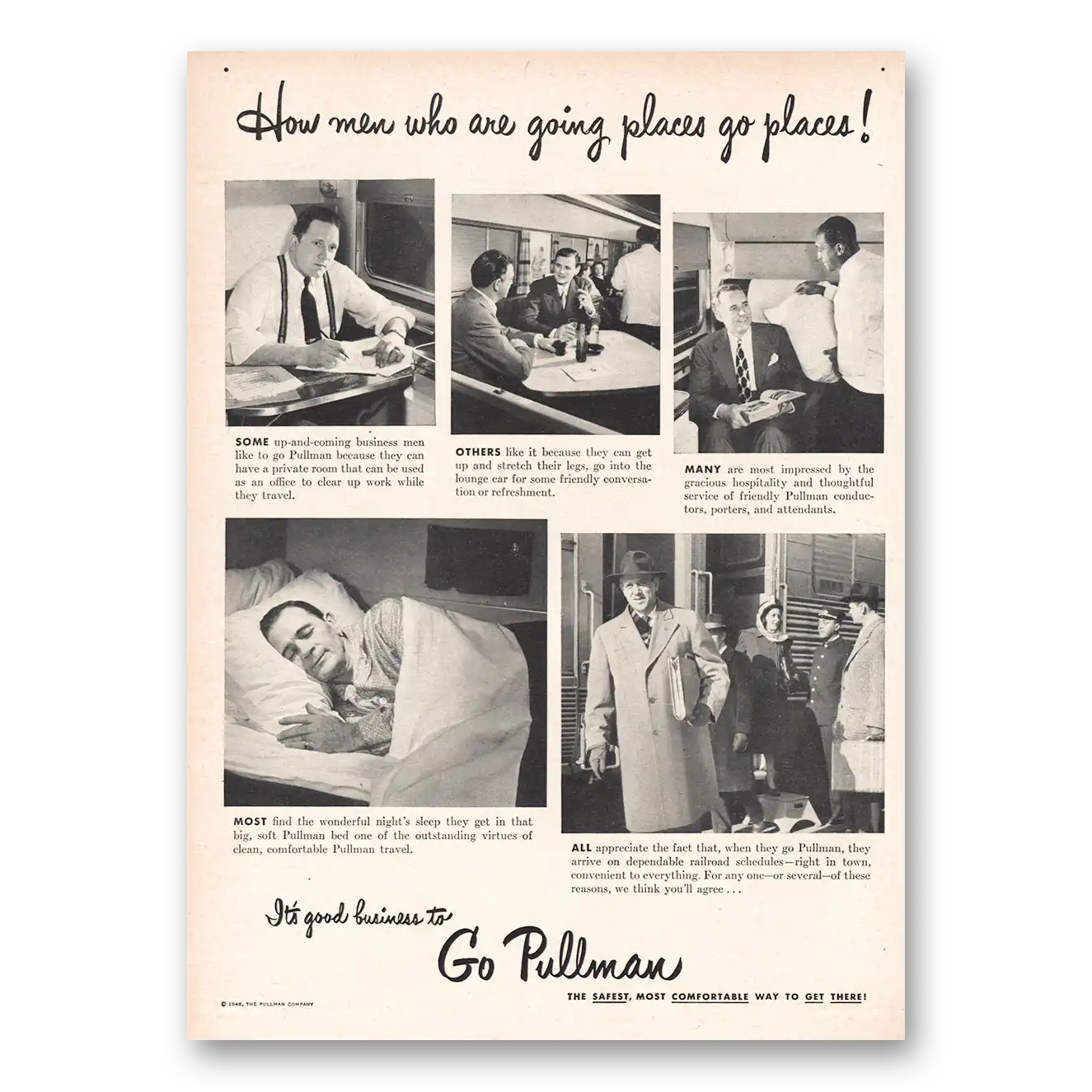 1948 Pullman How Men Who Are Going Places Go Places Vintage Magazine Print Ad