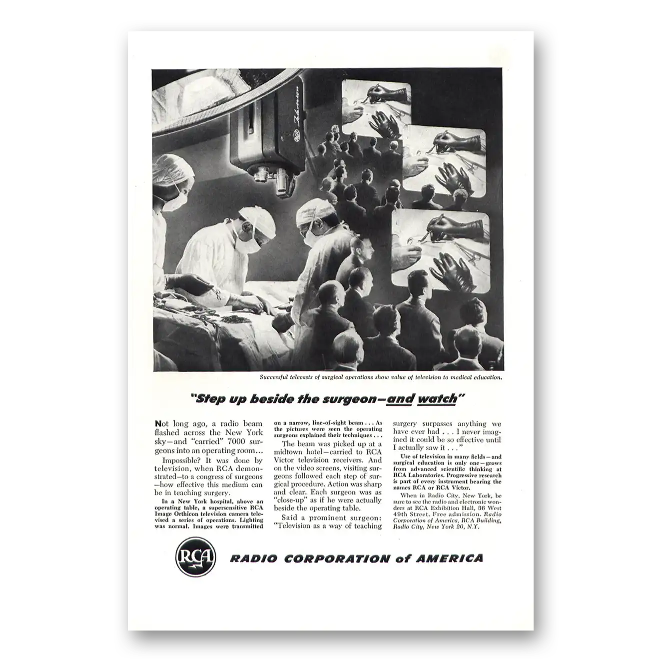 1948 RCA Radios Step Up Beside the Surgeon Vintage Magazine Print Ad