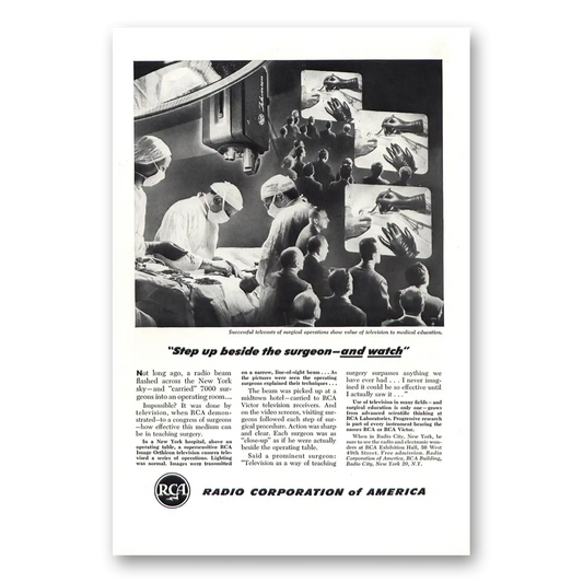 1948 RCA Radios Step Up Beside the Surgeon Vintage Magazine Print Ad