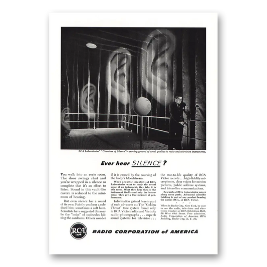 1948 RCA Radios Chamber of Silence Ever Hear Silence Vintage Magazine Print Ad