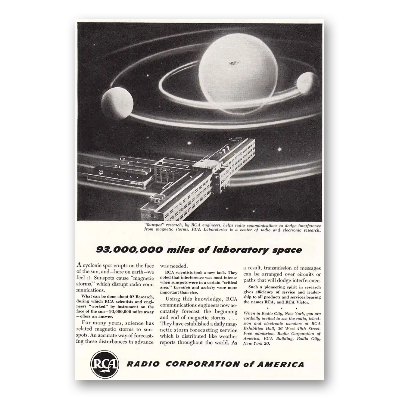 1948 RCA Radios Laboratory Space Vintage Magazine Print Ad