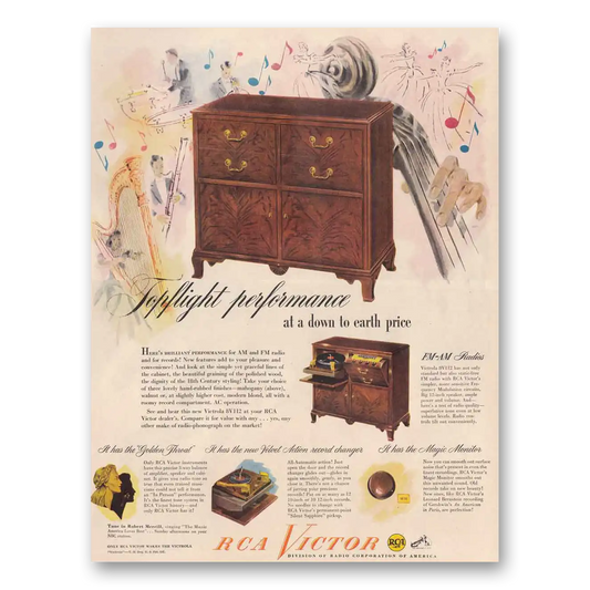 1948 RCA Victor Radios Topflight Performance Vintage Magazine Print Ad