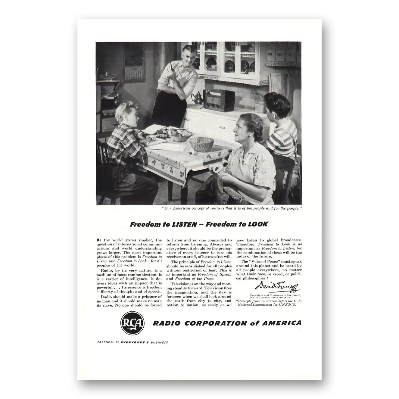 1948 RCA Radios Freedom to Listen Freedom to Look Vintage Magazine Print Ad