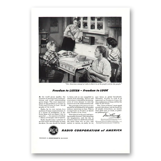 1948 RCA Radios Freedom to Listen Freedom to Look Vintage Magazine Print Ad