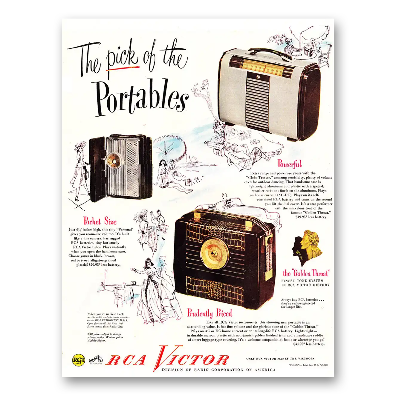 1948 RCA Victor Radios The Pick of the Portables Vintage Magazine Print Ad