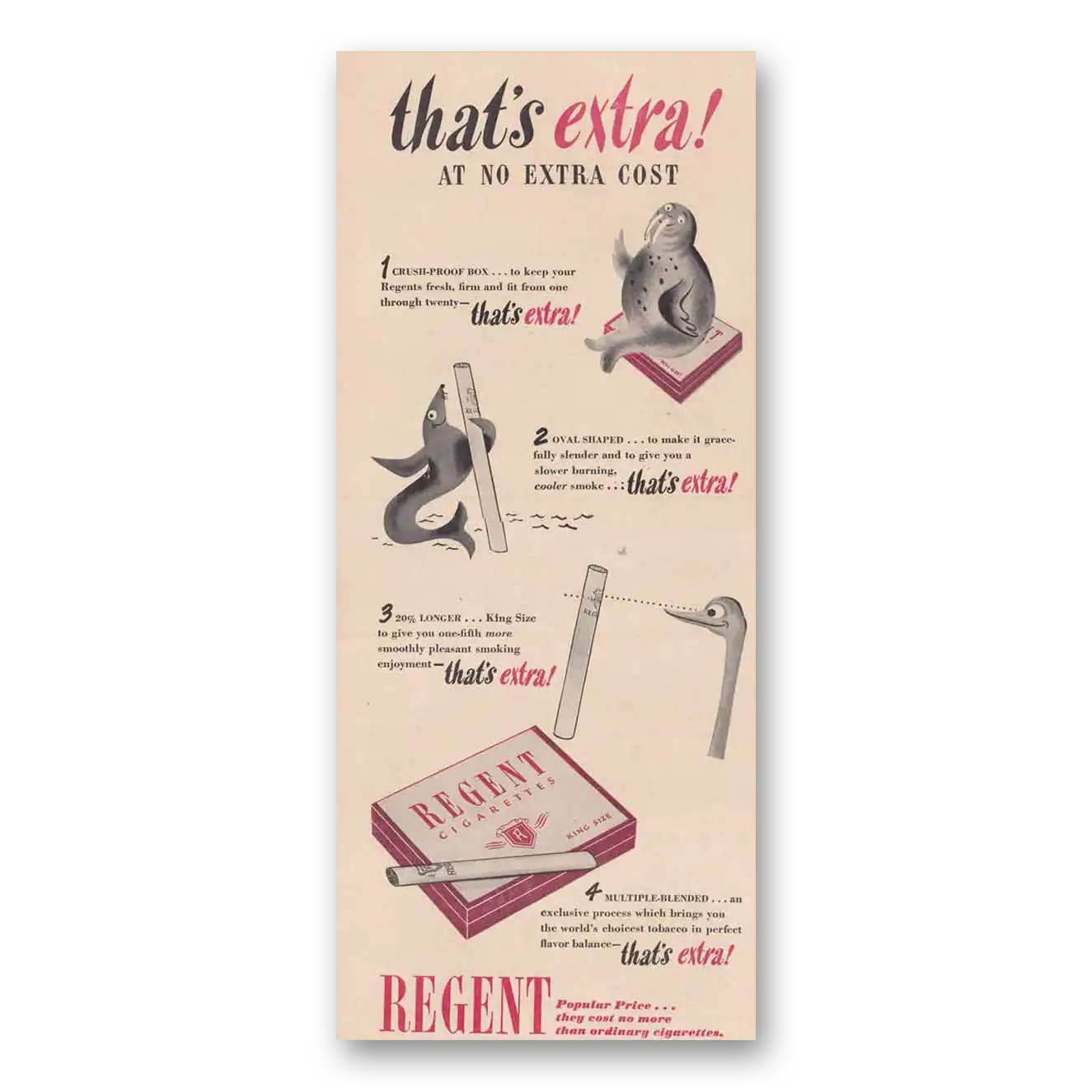 1948 Regent Cigarettes Crush Proof Box Vintage Magazine Print Ad