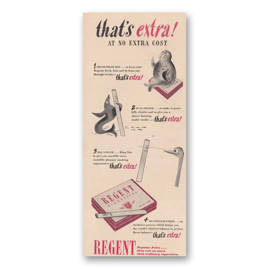 1948 Regent Cigarettes Crush Proof Box Vintage Magazine Print Ad