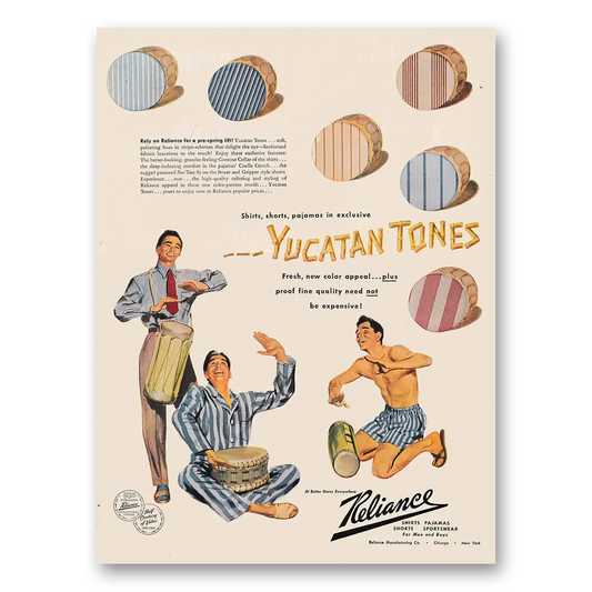 1948 Reliance Menswear Exclusive Yucatan Tones Vintage Magazine Print Ad