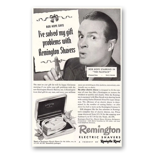 1948 Remington Electric Shavers Bob Hope Solved Gift Problems Vintage Magazine Print Ad