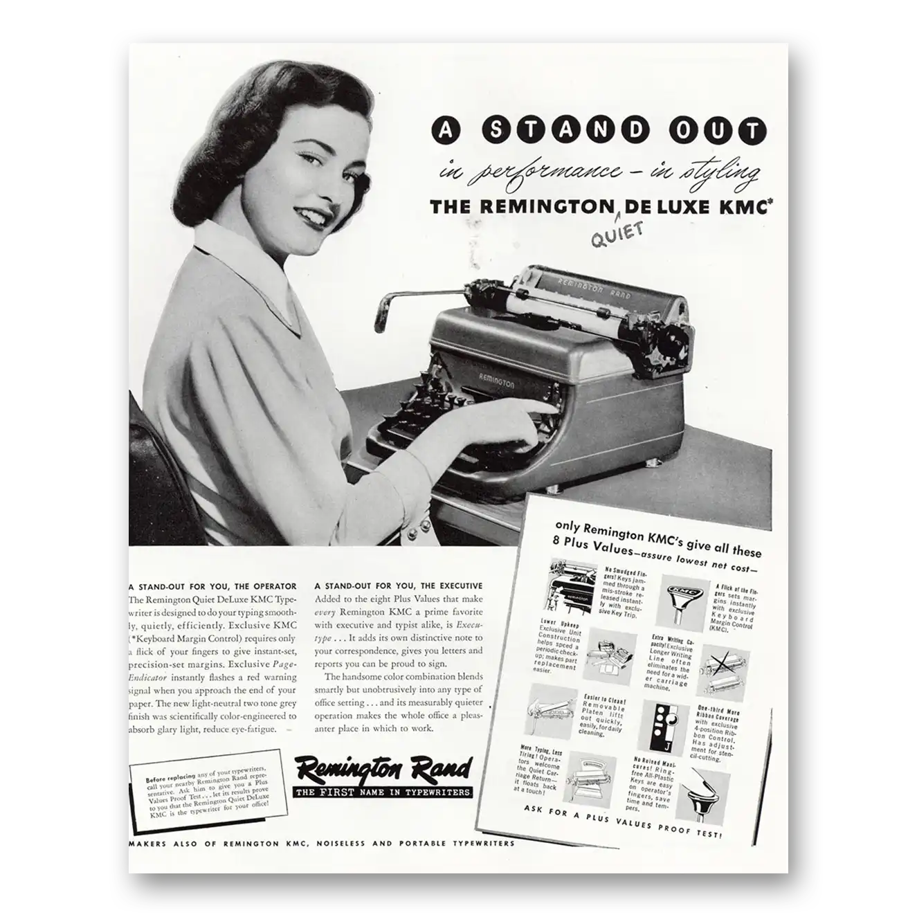 1948 Remington Typewriter DeLuxe KMC Typewriter A Stand Out Vintage Magazine Print Ad