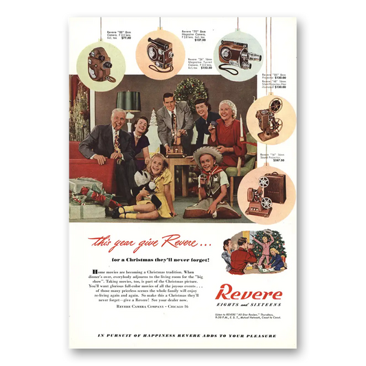 1948 Revere Camera Christmas They'll Never Forget Vintage Magazine Print Ad