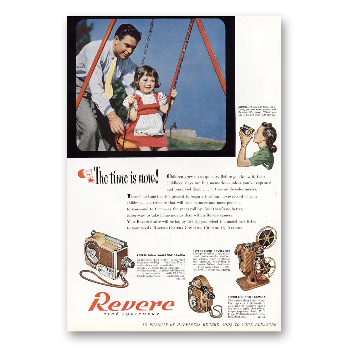 1948 Revere Camera Time Is Now Vintage Magazine Print Ad