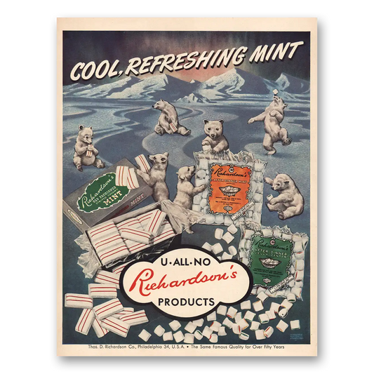 1948 Richardsons Cool Refreshing Mint Vintage Magazine Print Ad