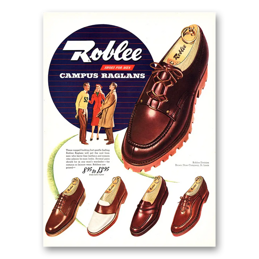 1948 Roblee Shoes Campus Raglans Vintage Magazine Print Ad