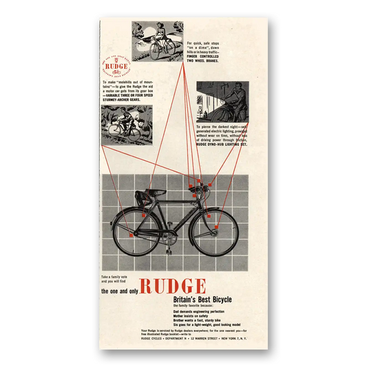 1948 Rudge Bicycles Britains Best Bicycle Vintage Magazine Print Ad