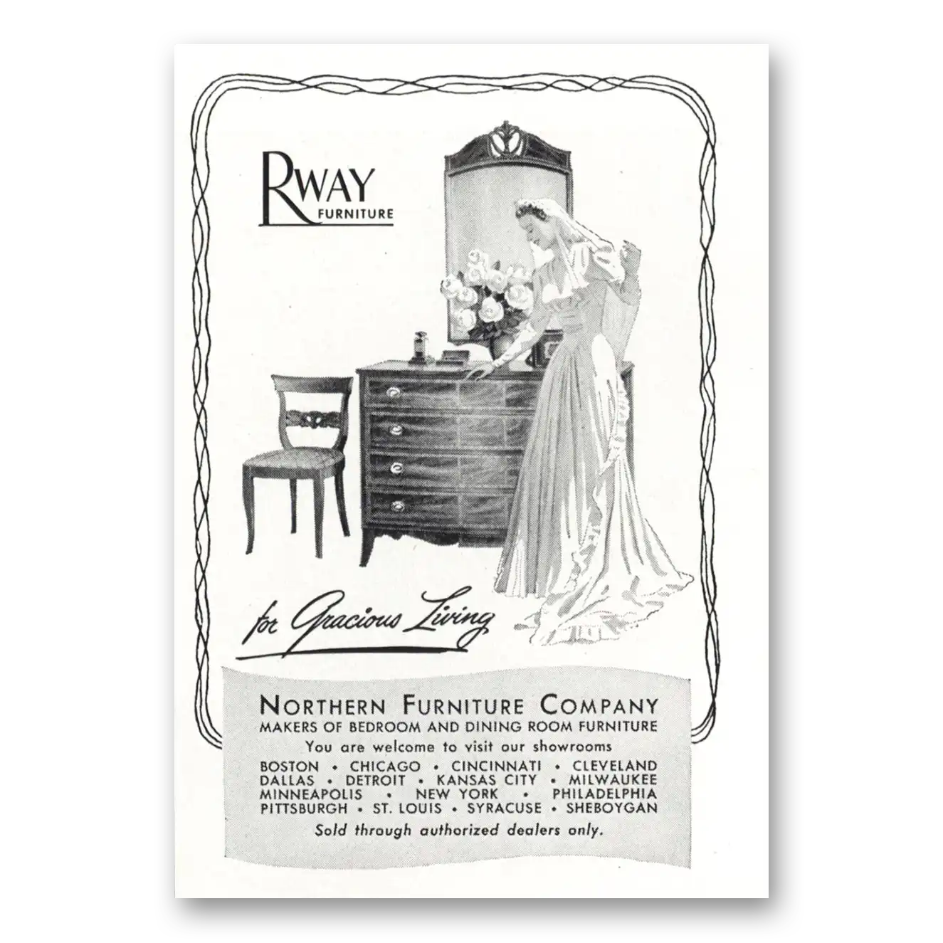 1948 Rway Northern Furniture Bride Gracious Living Vintage Magazine Print Ad