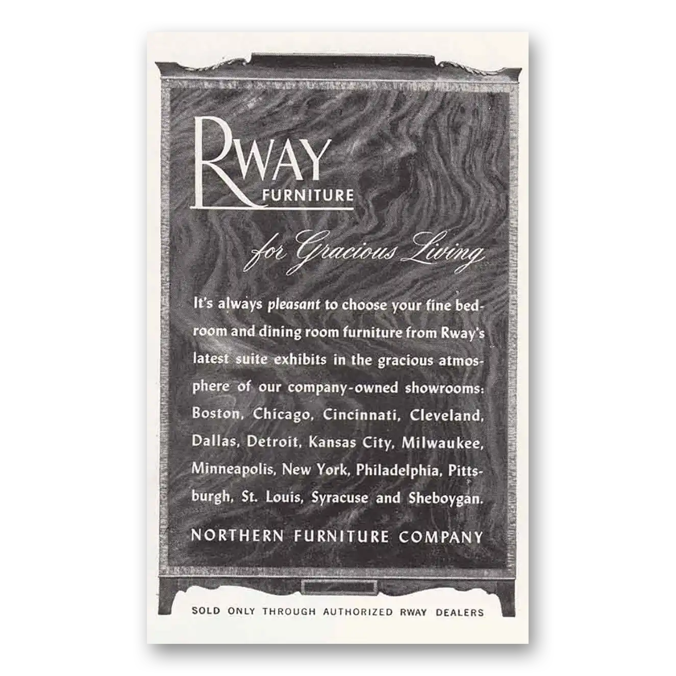 1948 Rway Northern Furniture Always Pleasant Vintage Magazine Print Ad