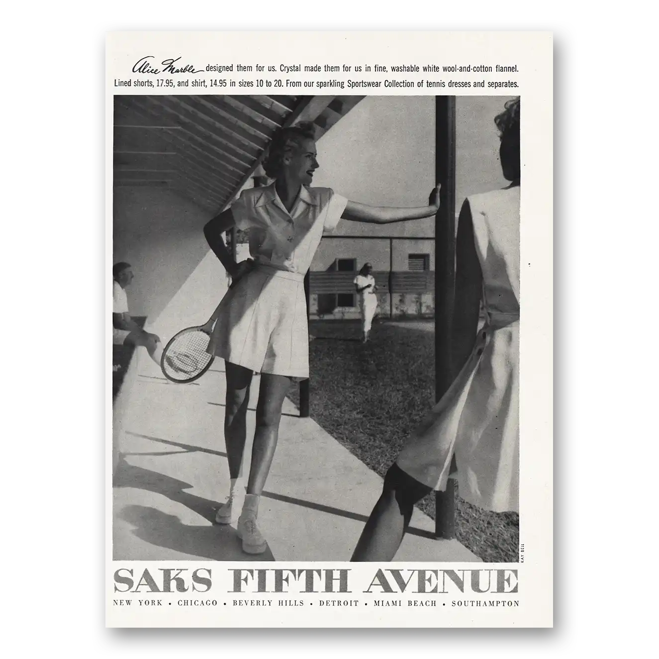 1948 Saks Fifth Avenue Alice Marble Vintage Magazine Print Ad