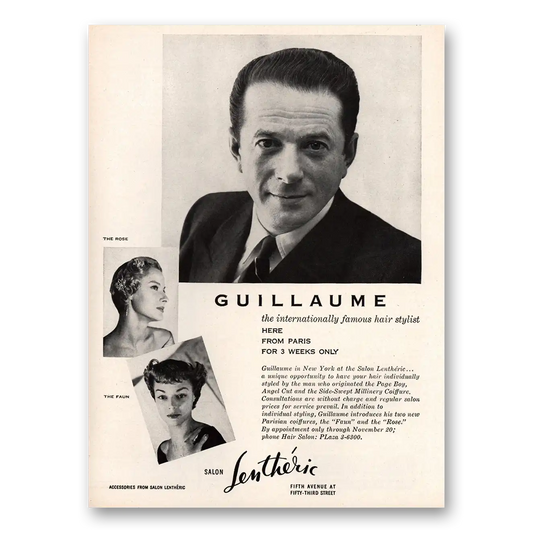 1948 Salon Lentheric Guillaume Internationally Famous Hair Stylist Vintage Magazine Print Ad