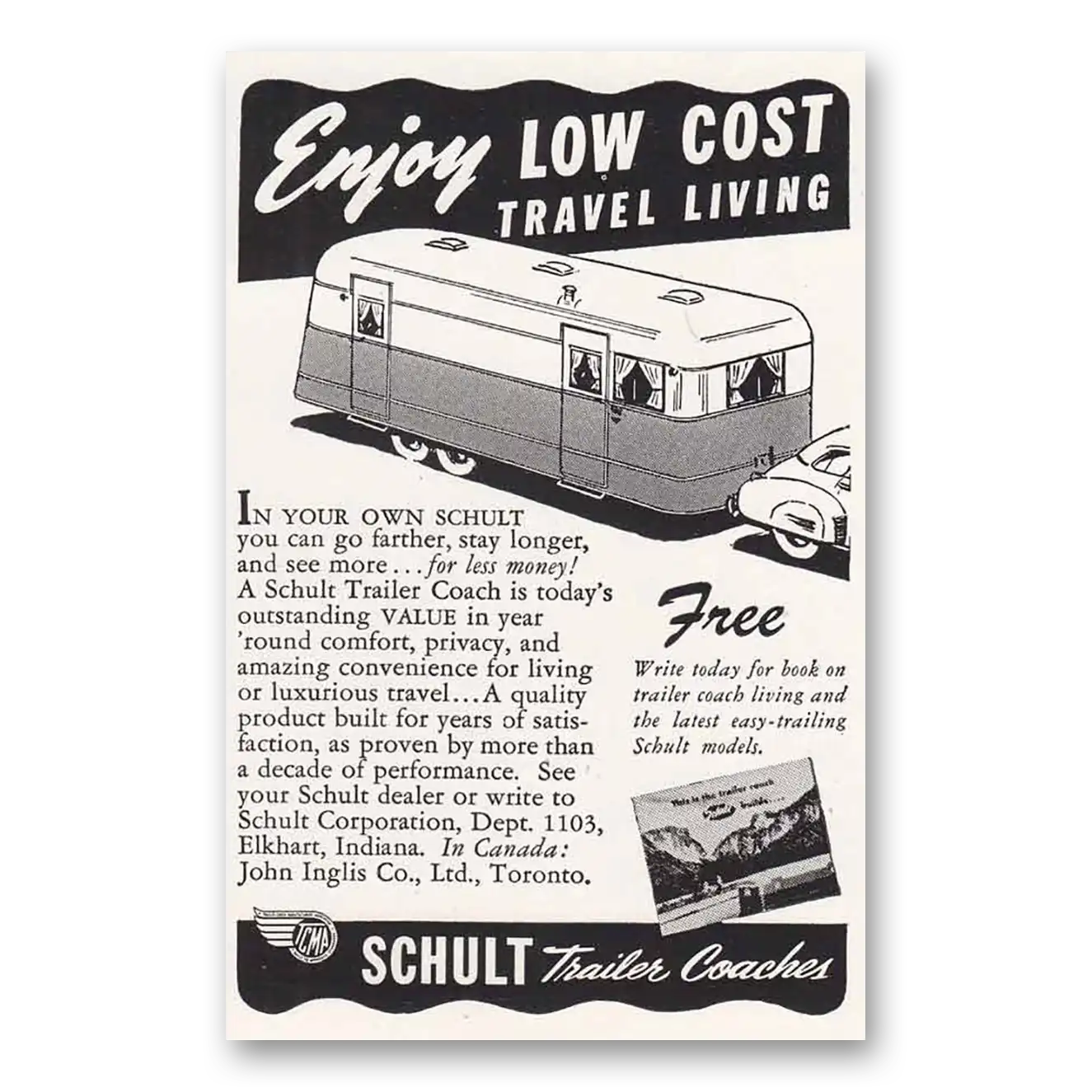 1948 Schult Trailer Coaches Enjoy Vintage Magazine Print Ad