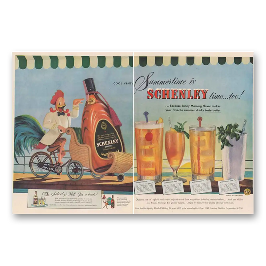 1948 Schenley Whiskey Summertime is Schenley Vintage Magazine Print Ad