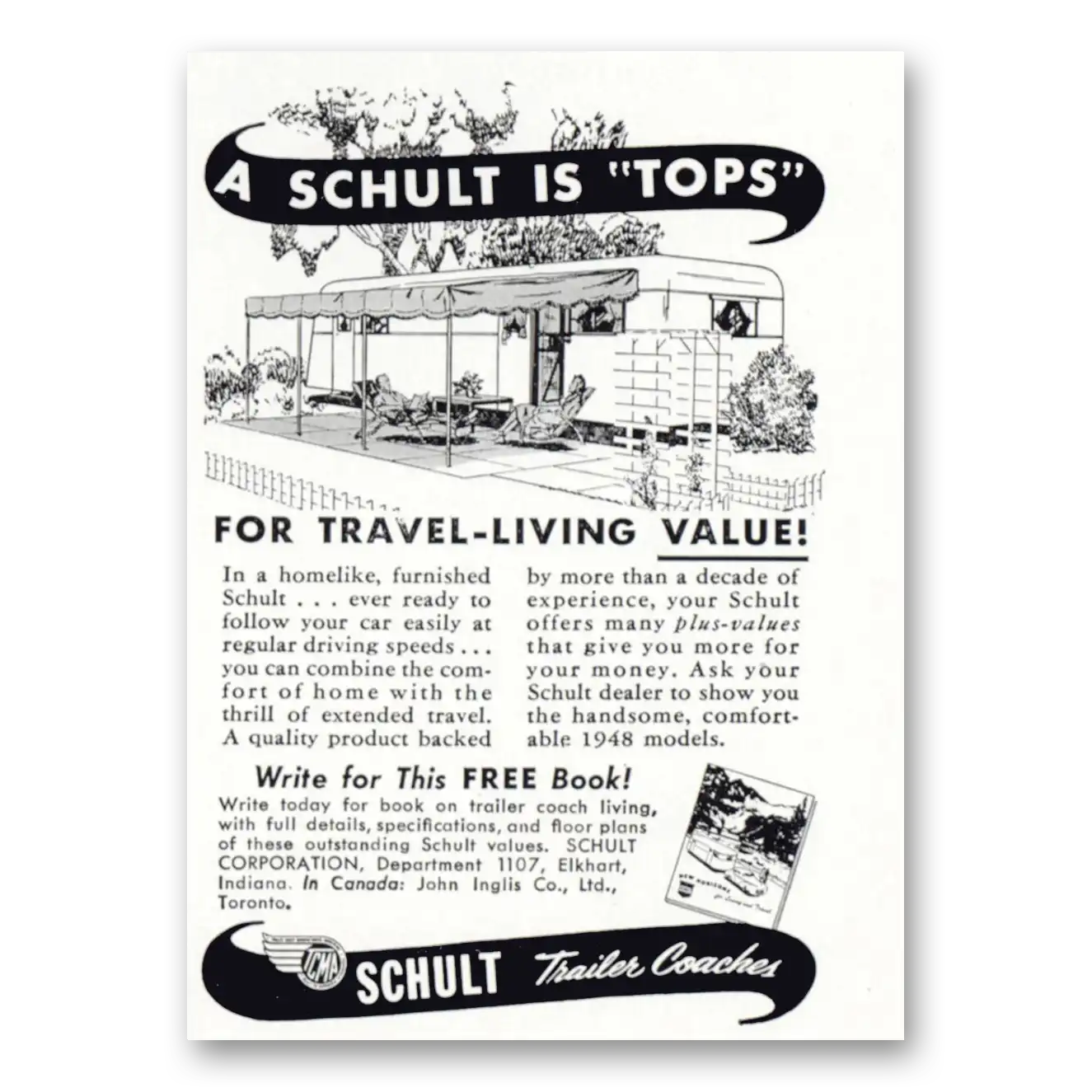 1948 Schult Trailer Coaches Schult Is Tops Vintage Magazine Print Ad