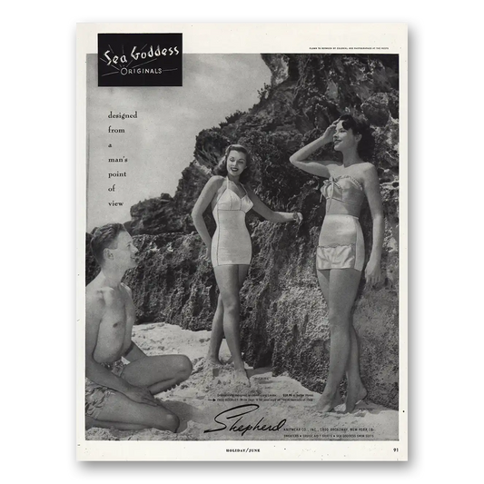 1948 Sea Goddess Swimwear Designed From Mans Point of View Vintage Magazine Print Ad