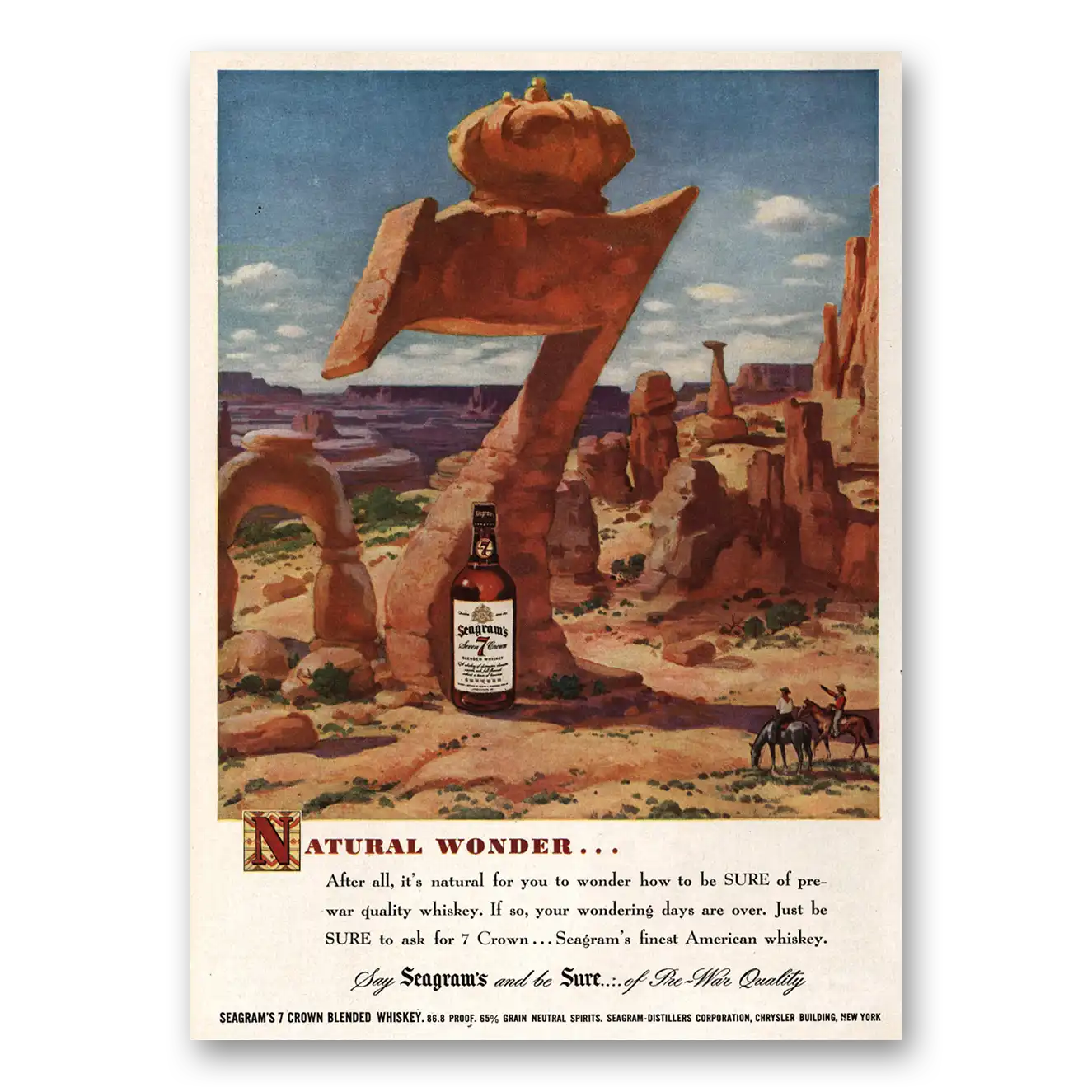 1948 Seagrams 7 Crown Whiskey Natural Wonder Vintage Magazine Print Ad