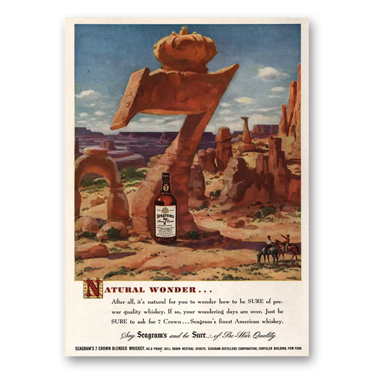 1948 Seagrams 7 Crown Whiskey Natural Wonder Vintage Magazine Print Ad