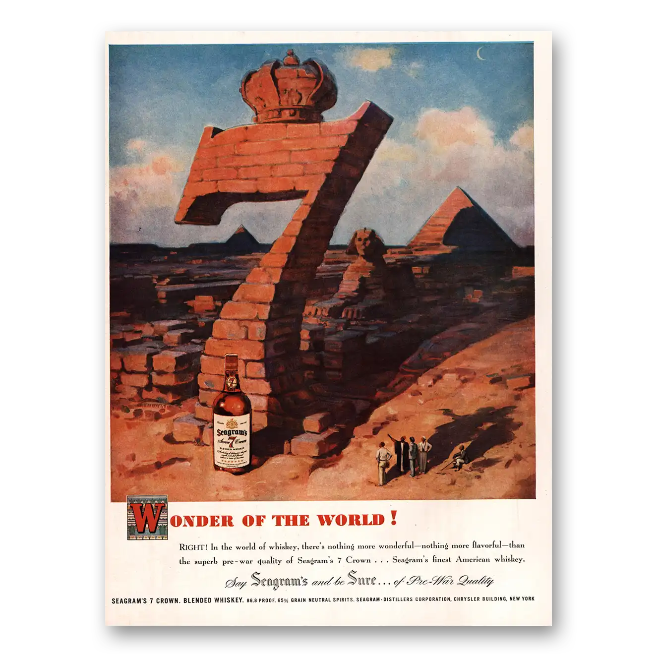 1948 Seagrams 7 Crown Whiskey Wonder of the World Vintage Magazine Print Ad