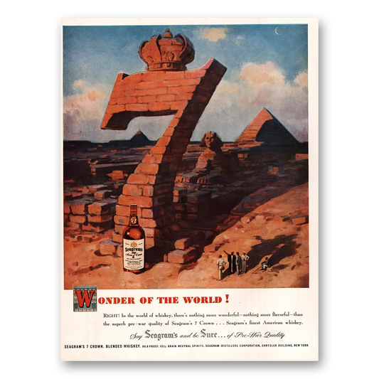 1948 Seagrams 7 Crown Whiskey Wonder of the World Vintage Magazine Print Ad