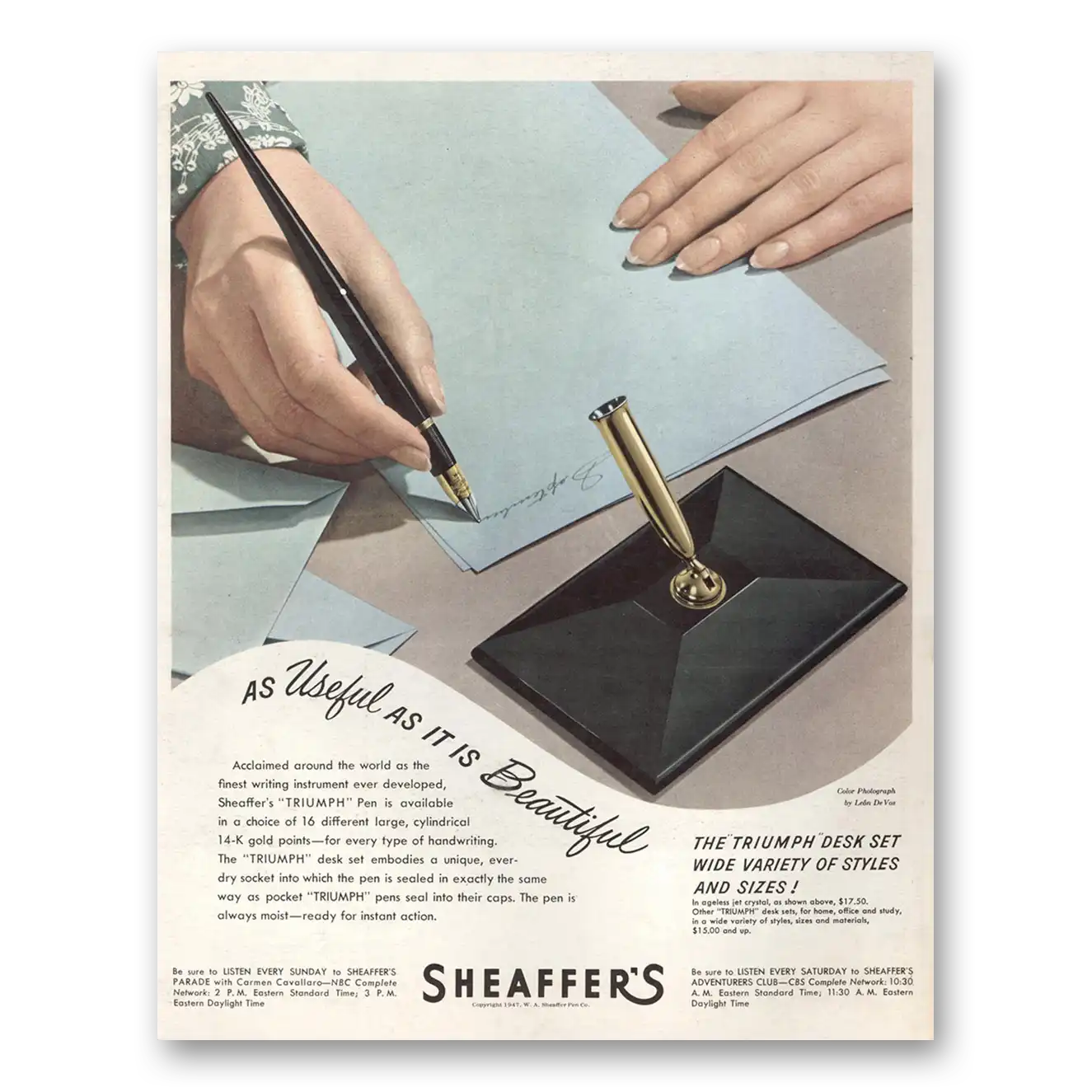 1948 Sheaffers Triumph Pen As Useful As It Is Beautiful Vintage Magazine Print Ad