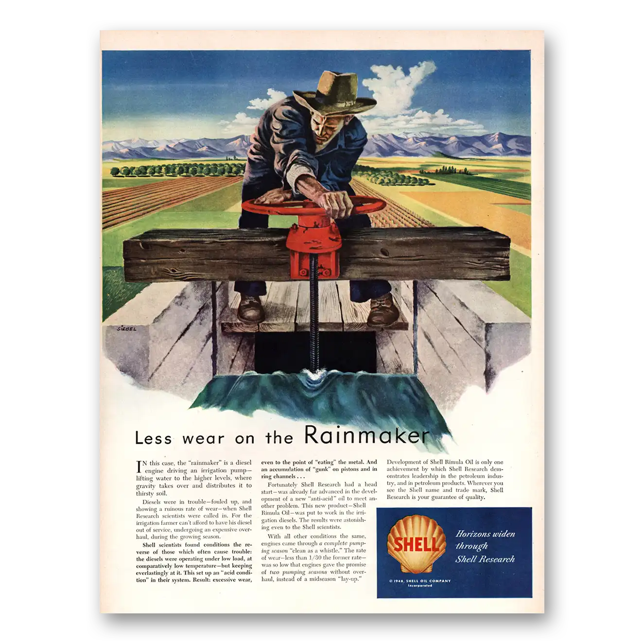 1948 Shell Research Less Wear on the Rainmaker Vintage Magazine Print Ad