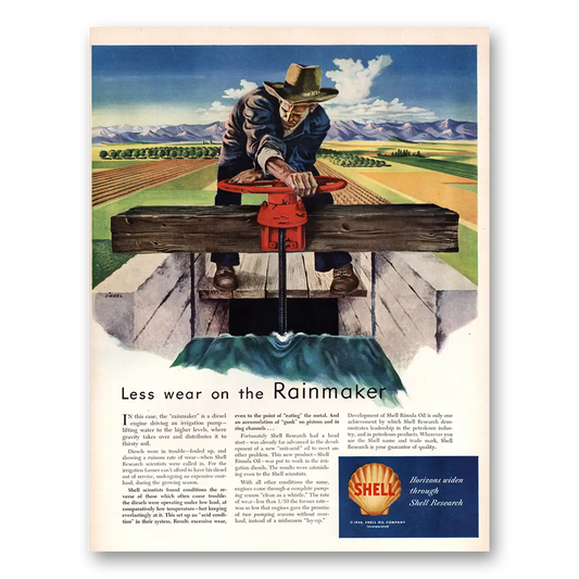 1948 Shell Research Less Wear on the Rainmaker Vintage Magazine Print Ad