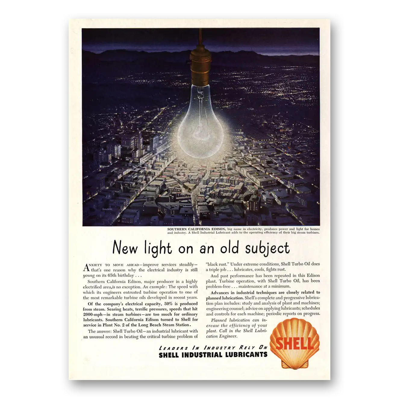 1948 Shell Lubricants New Light On An Old Subject Vintage Magazine Print Ad