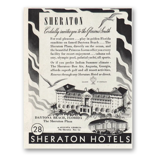 1948 Sheraton Hotels Daytona Beach Florida Vintage Magazine Print Ad