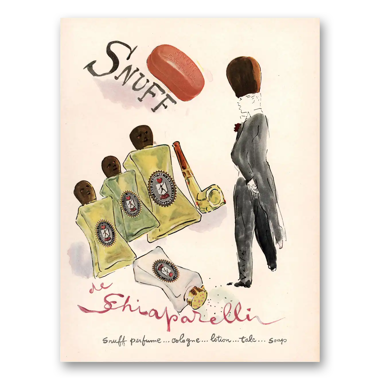 1948 Shiaparelli Perfume Perfume Snuff Vintage Magazine Print Ad