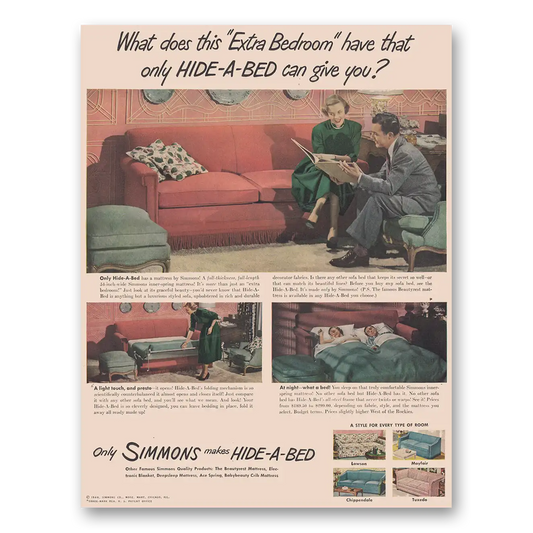 1948 Simmons Hide A Bed What Does This Extra Bedroom Have Vintage Magazine Print Ad