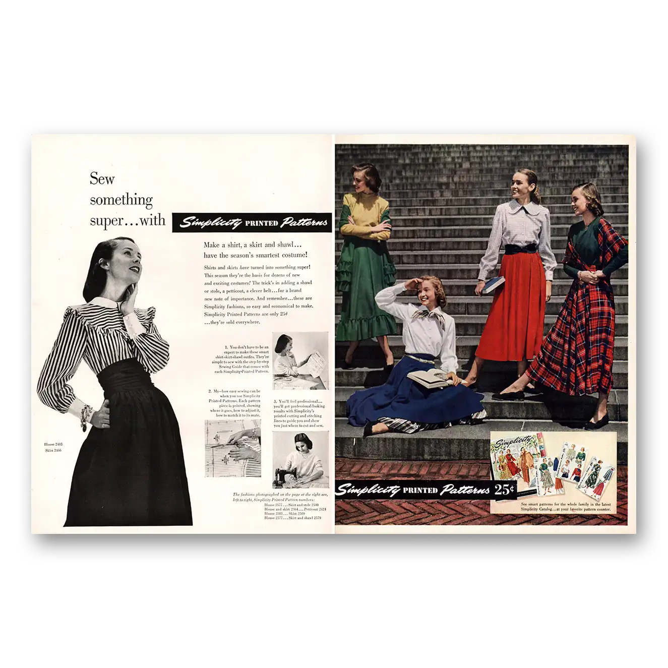 1948 Simplicity Patterns Sew Something Super Vintage Magazine Print Ad