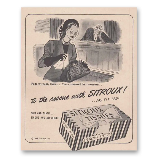 1948 Sitroux Tissues Tissues To the Rescue Vintage Magazine Print Ad