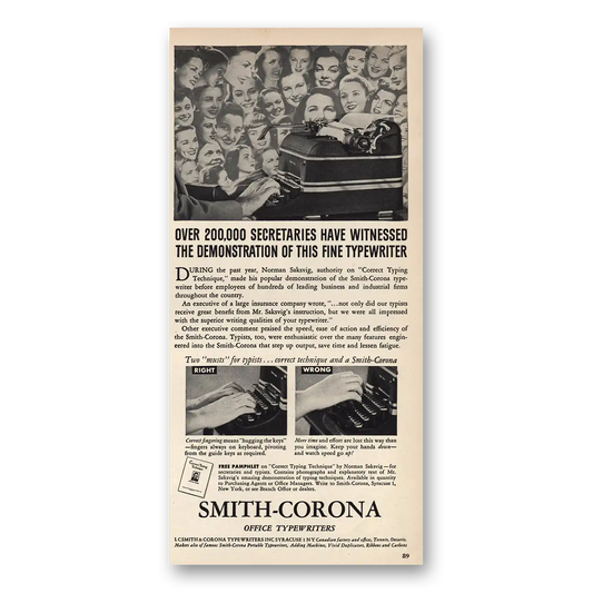 1948 Smith Corona Typewriters Secretaries Have Witnessed Vintage Magazine Print Ad