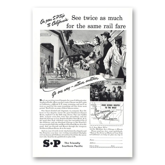 1948 Southern Pacific See Twice as Much Vintage Magazine Print Ad