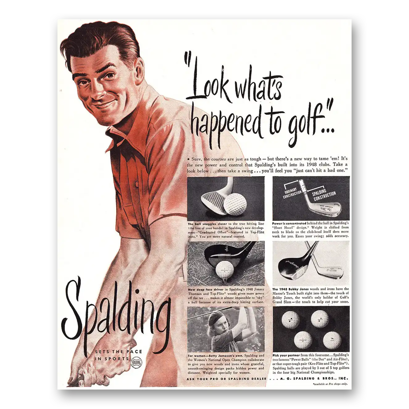 1948 Spalding Golf Balls Look Whats Happened to Golf Vintage Magazine Print Ad