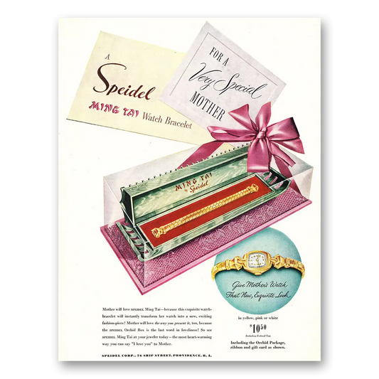1948 Speidel Watchband Ming Tai Watch Bracelet Mother Vintage Magazine Print Ad