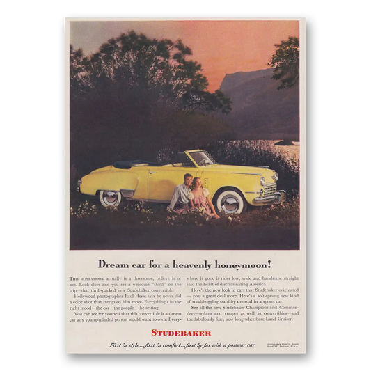 1948 Studebaker Champions Dream Car for a Heavenly Honeymoon Vintage Magazine Print Ad