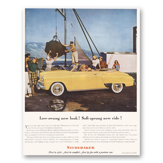 1948 Studebaker Land Cruiser Low Swung New Look Soft Sprung New Ride Vintage Magazine Print Ad